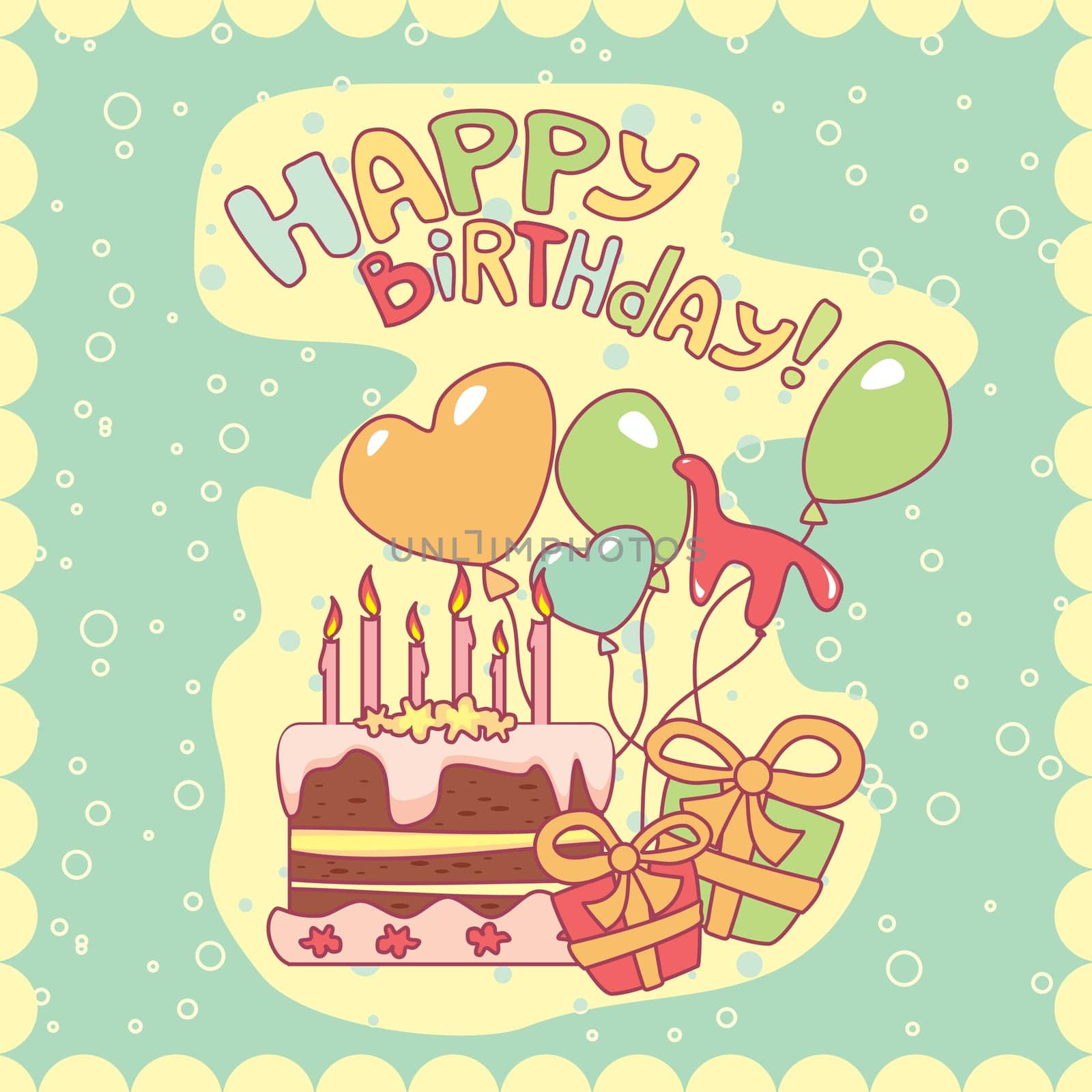 happy birthday card, vector illustration
