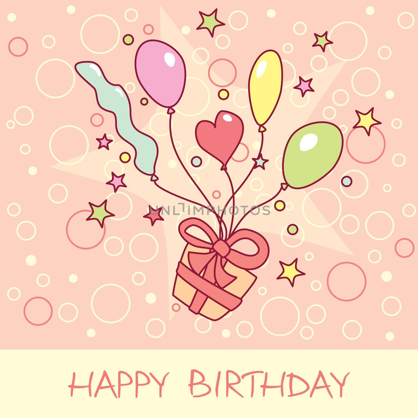 happy birthday card with balloons