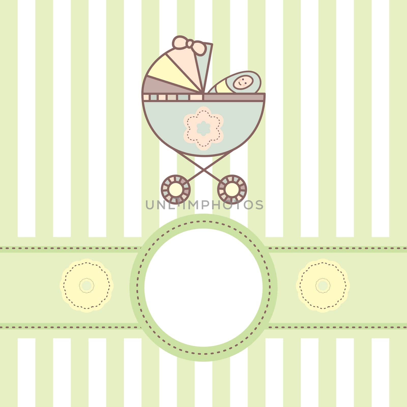 vector baby card with cradle