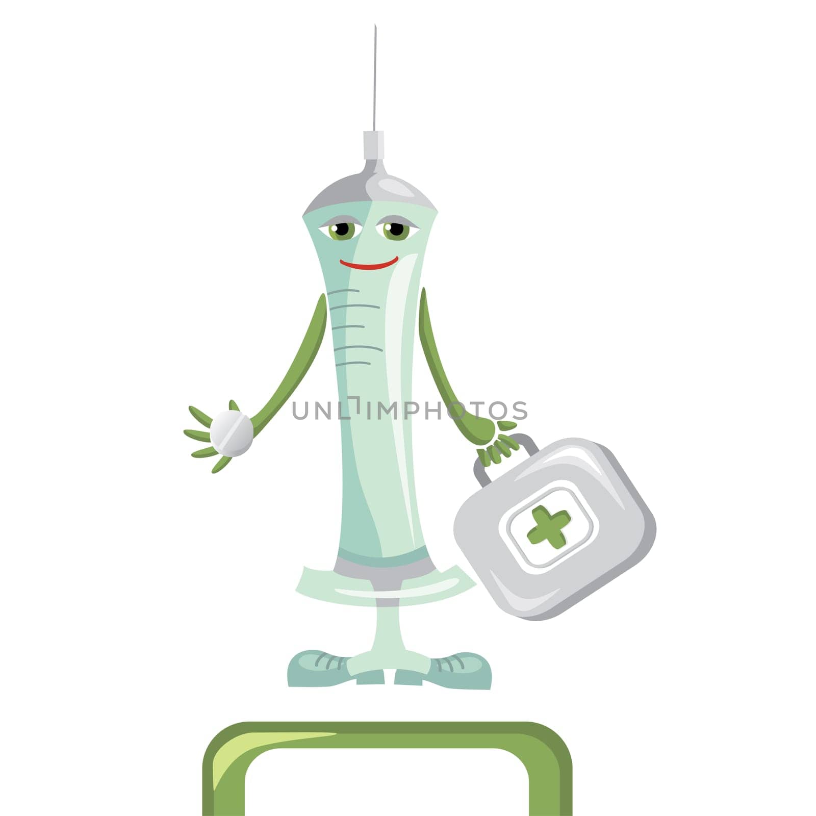 cartoon medical syringe vector illustration