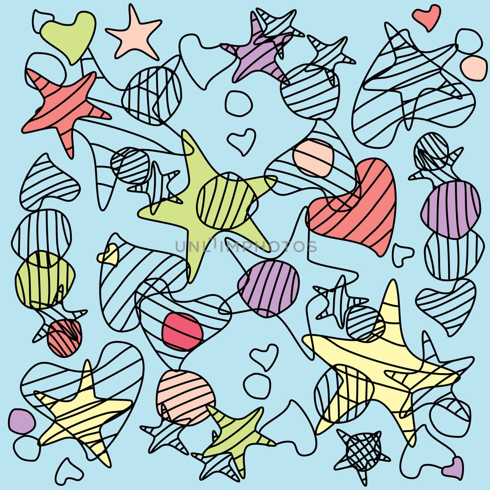 funny background with stars and hearts