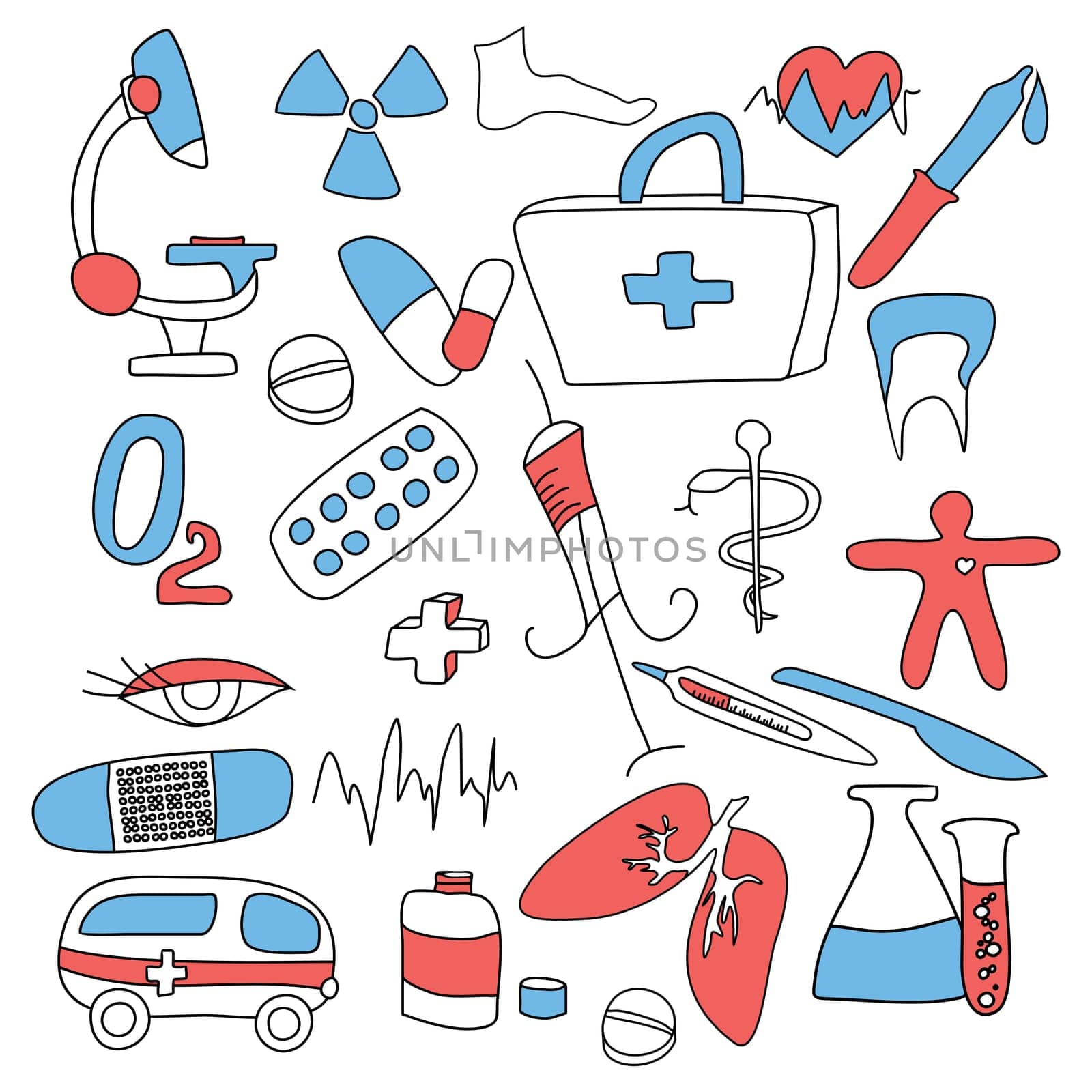 big collection of medical signs vector illustration