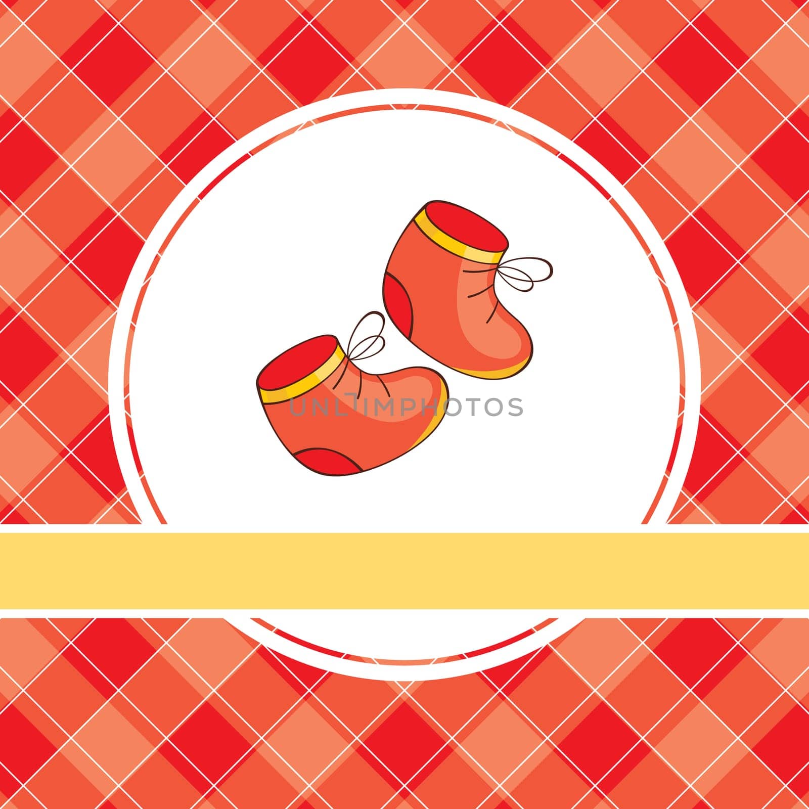 abstract baby vector illustration with red shoes