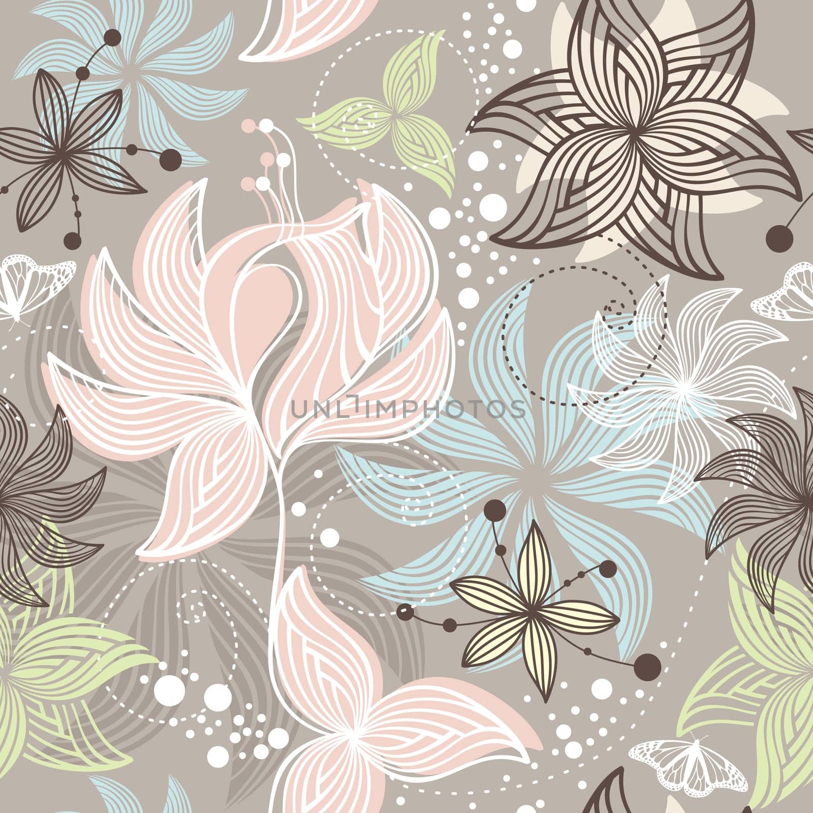 abstract seamless cute floral background vector illustration