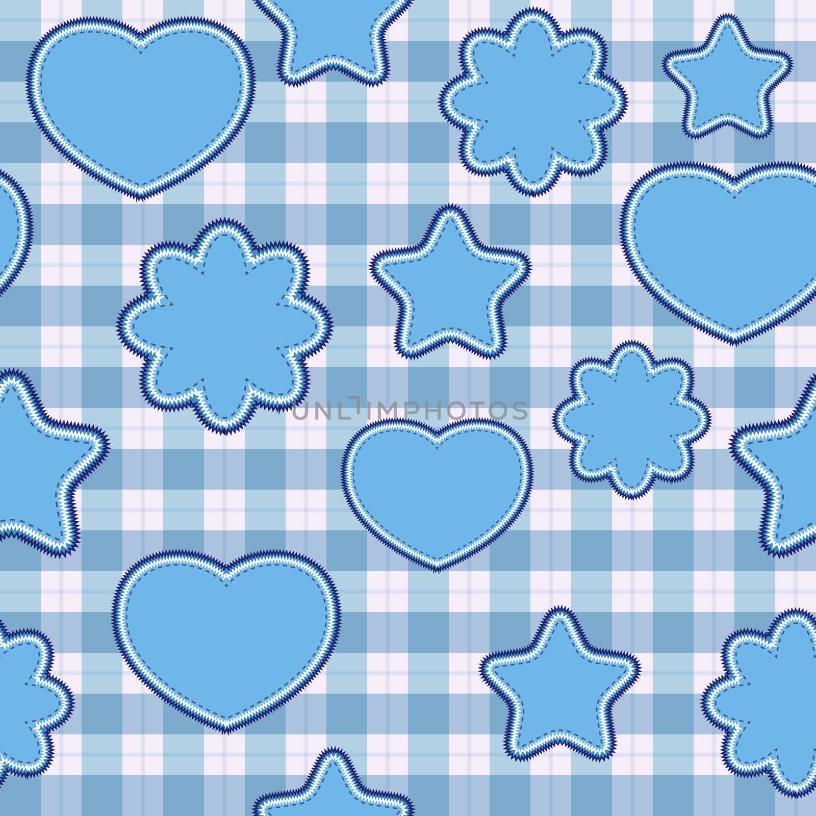 Seamless pattern with blue applications on checkered background (vector)