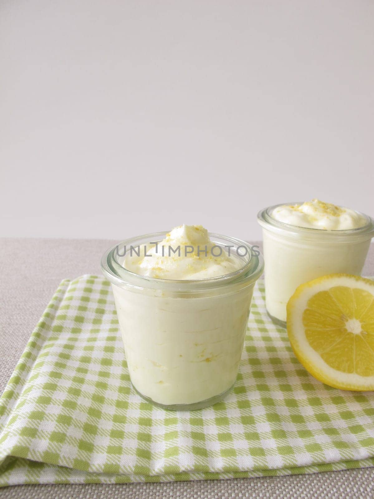 Lemon quark cream in a glass