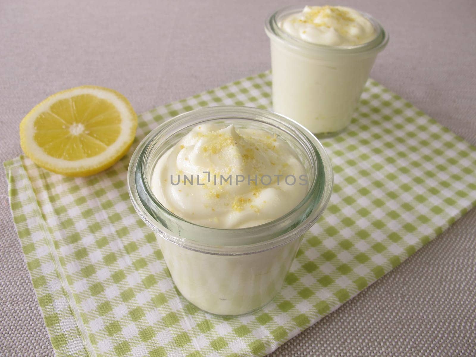Lemon quark cream in a glass