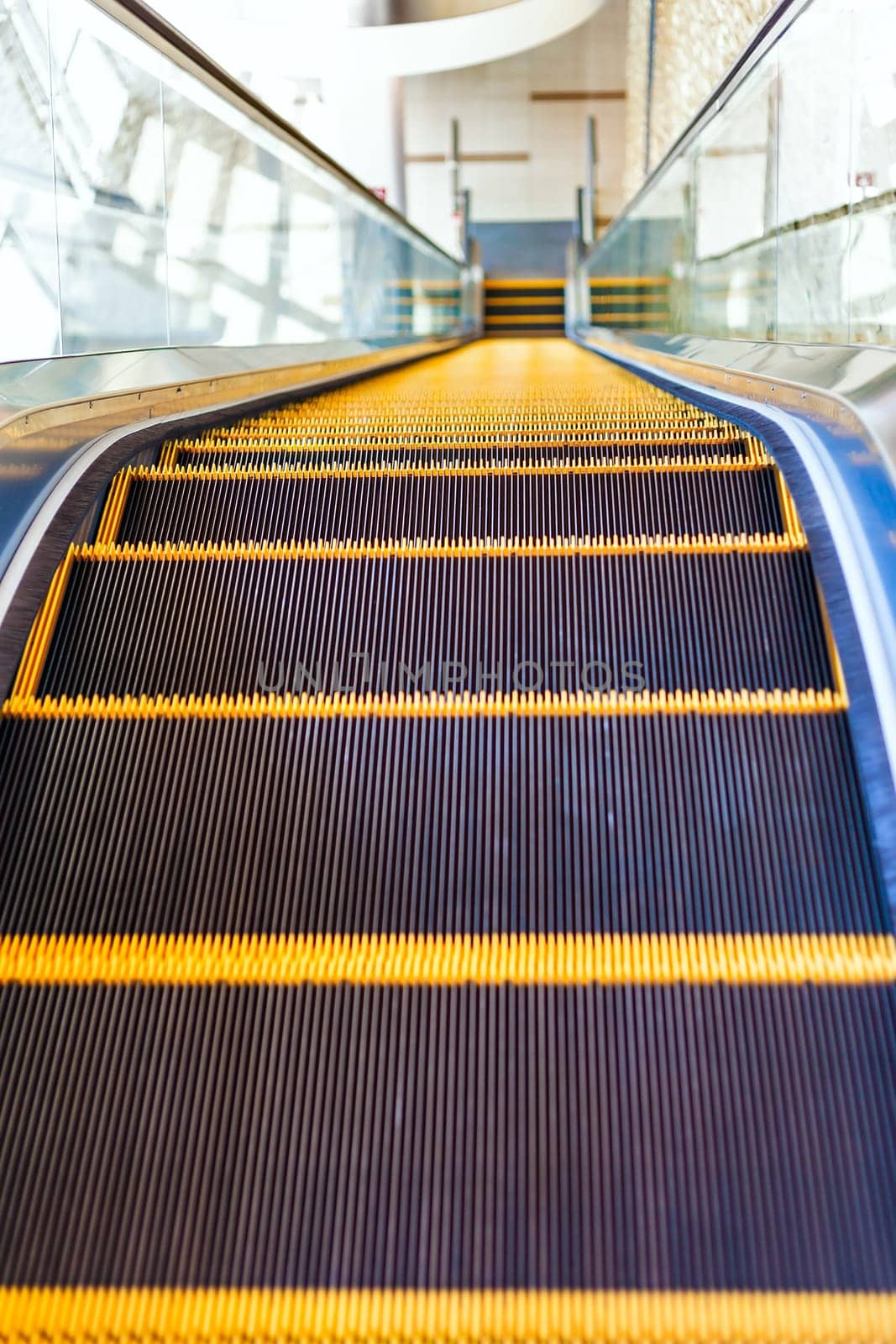 Escalator or moving staircase in modern architecture