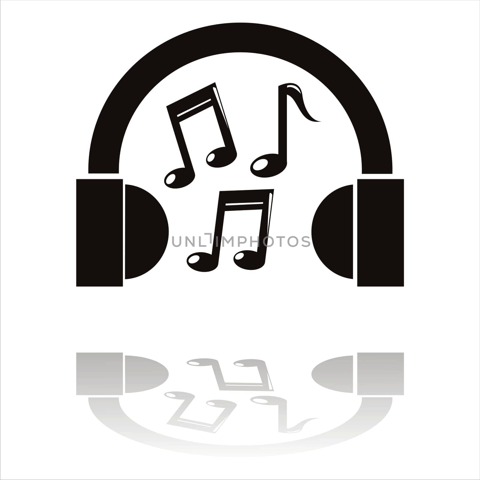 black headphones icon isolated on white