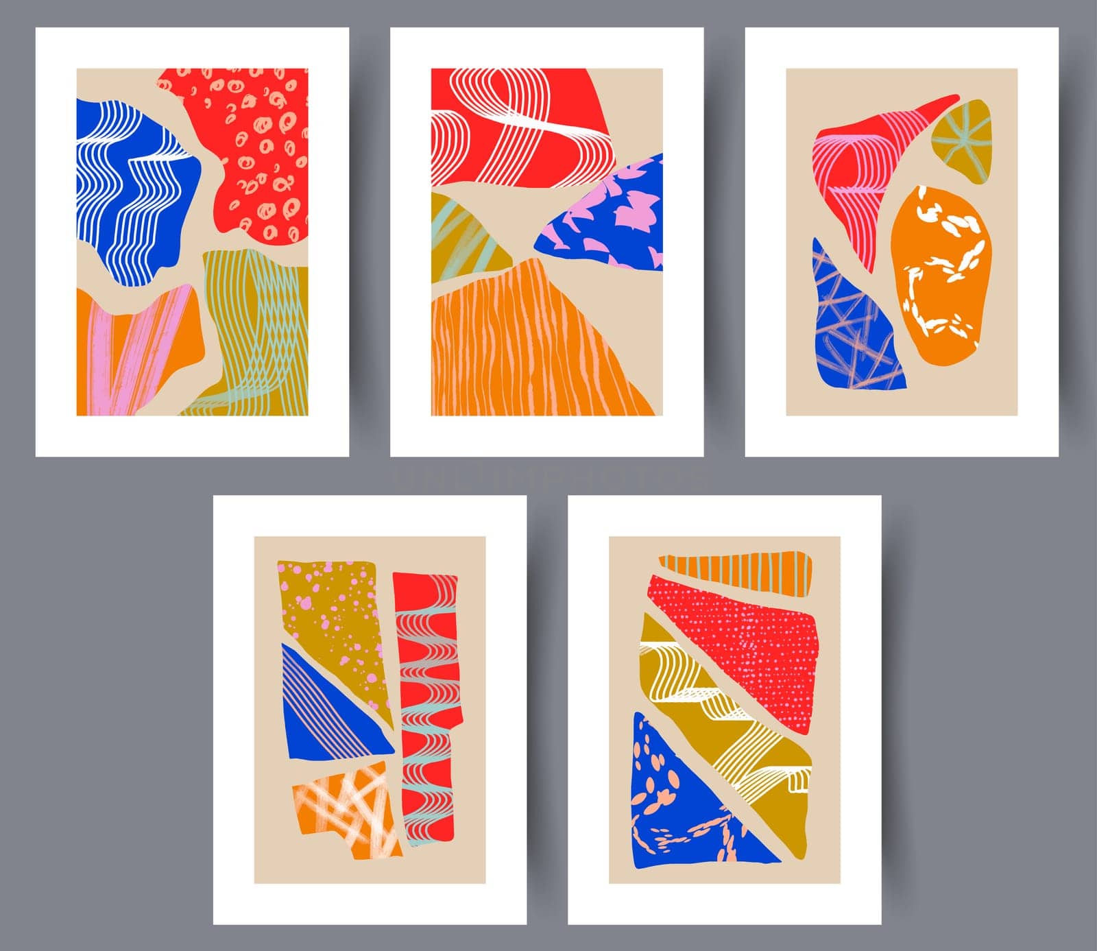 Abstract figures aesthetic shapes wall art print. Printable minimal abstract poster. Wall artwork for interior design. Contemporary decorative background.