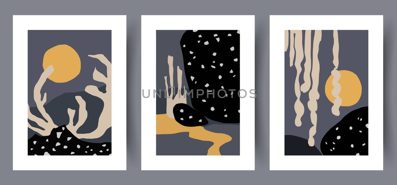 Abstract figures aesthetic shapes wall art print. Printable minimal abstract poster. Wall artwork for interior design. Contemporary decorative background.