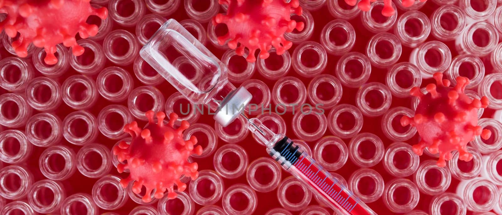 Close up medical syringe with a vaccine