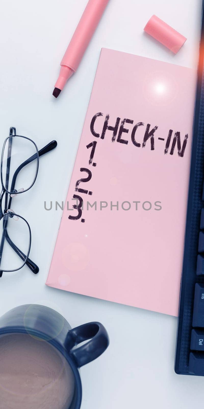 Conceptual display Check In, Internet Concept Procedure by which an airline or hotel formally registers the guest