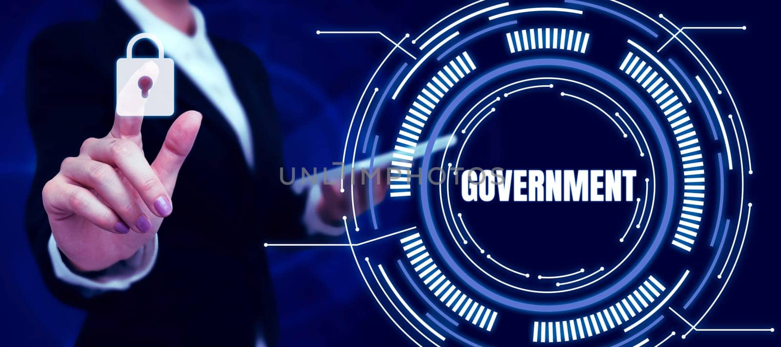 Text caption presenting Government, Word for Group of people with authority to govern country state company
