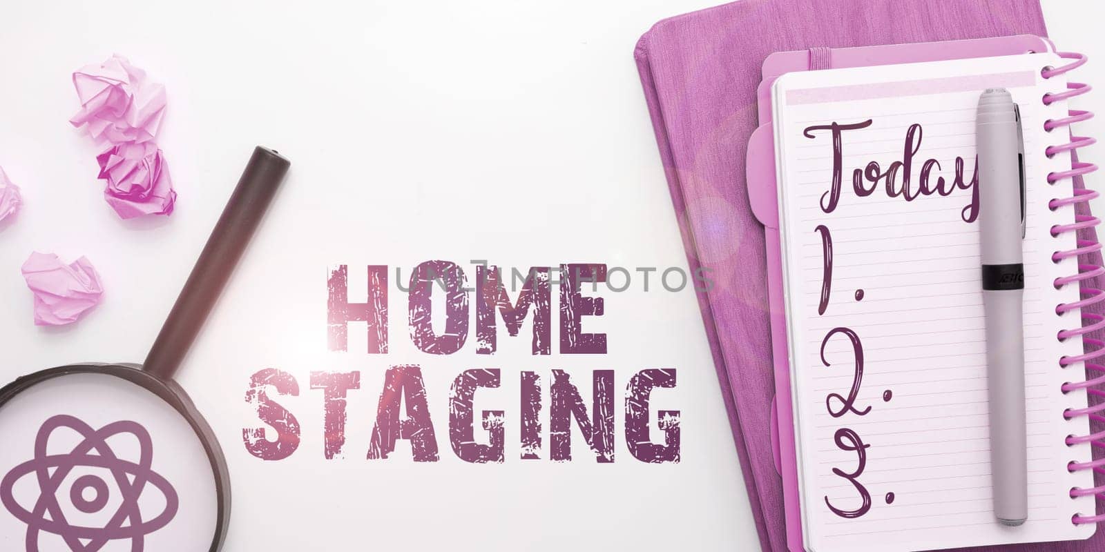 Hand writing sign Home Staging, Word for preparation of a private residence for sale in the real estate marketplace