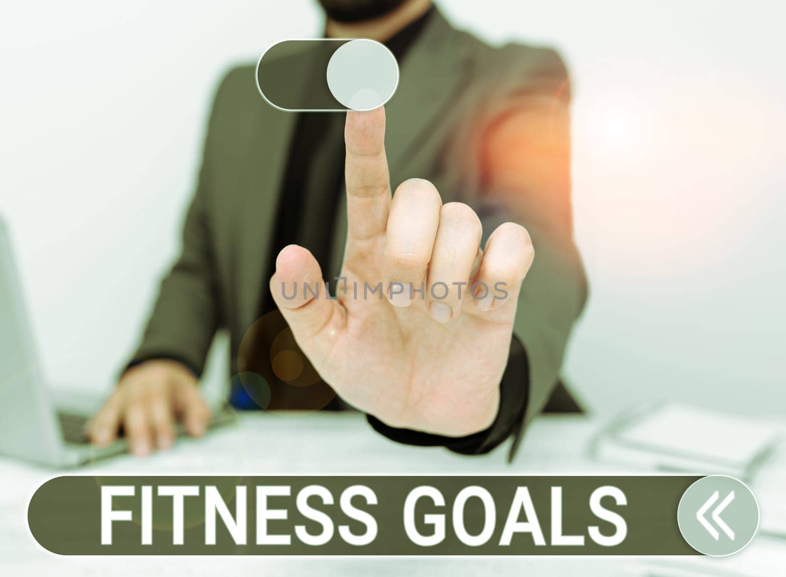 Text showing inspiration Fitness Goals, Word Written on Loose fat Build muscle Getting stronger Conditioning