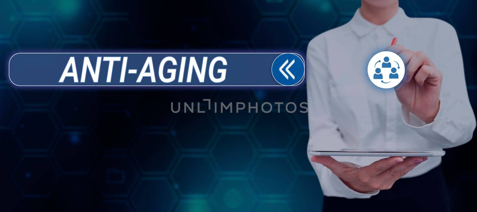 Writing displaying text Anti Aging, Concept meaning A product designed to prevent the appearance of getting older