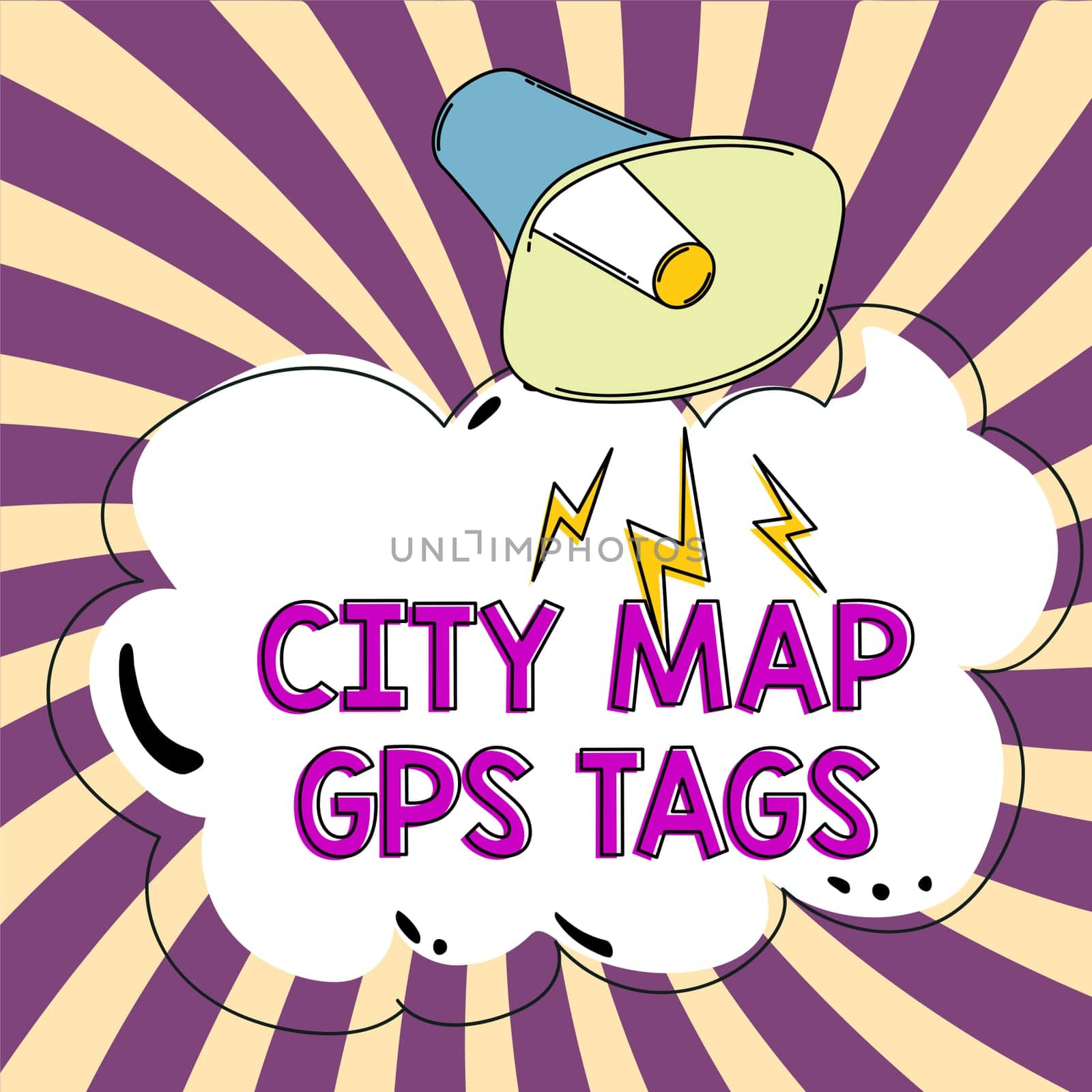 Conceptual display City Map Gps Tags, Word Written on global positioning system location of places in cities