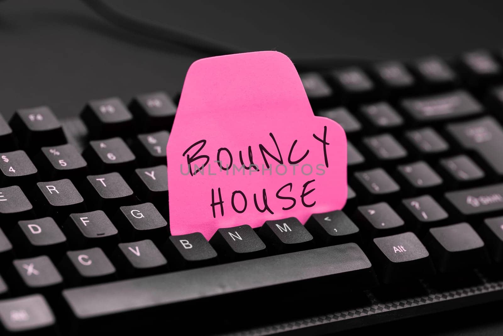 Text sign showing Bouncy House, Business concept Automated program that runs over the Internet Artificial intelligence