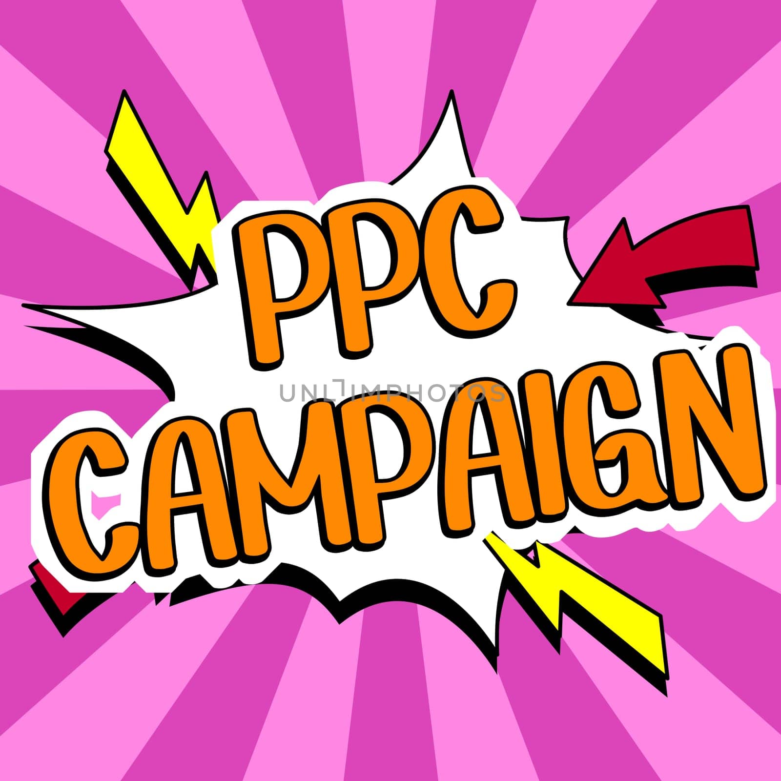 Text caption presenting Ppc Campaign, Word for use PPC in order to promote their products and services