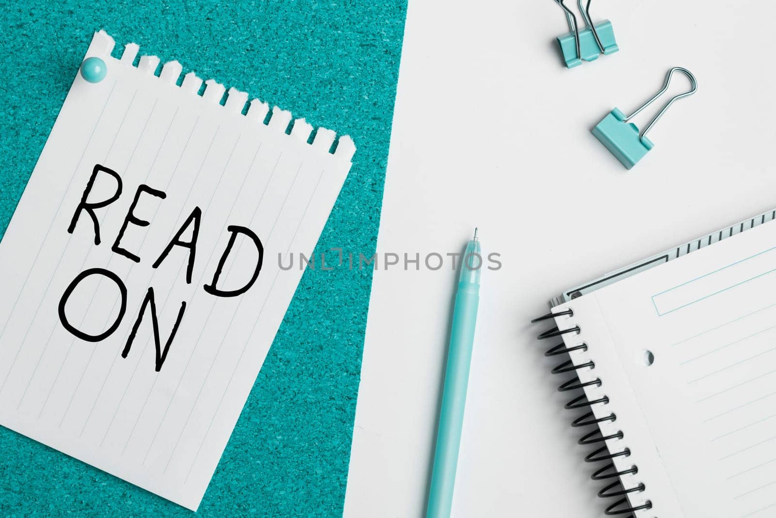 Text sign showing Read On, Business concept spend time reading in order to find out information about something