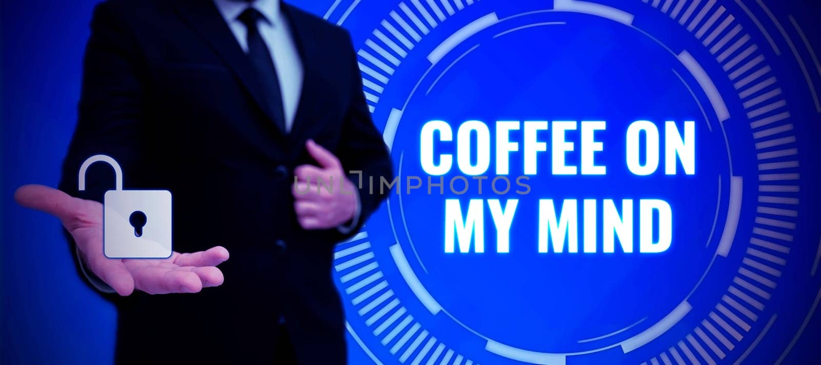 Text showing inspiration Coffee On My Mind, Word for Addiction to Coffee Thinking of breaktime