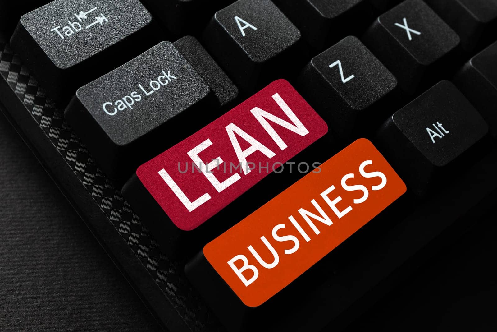 Text showing inspiration Lean Business, Business approach improvement of waste minimization without sacrificing productivity