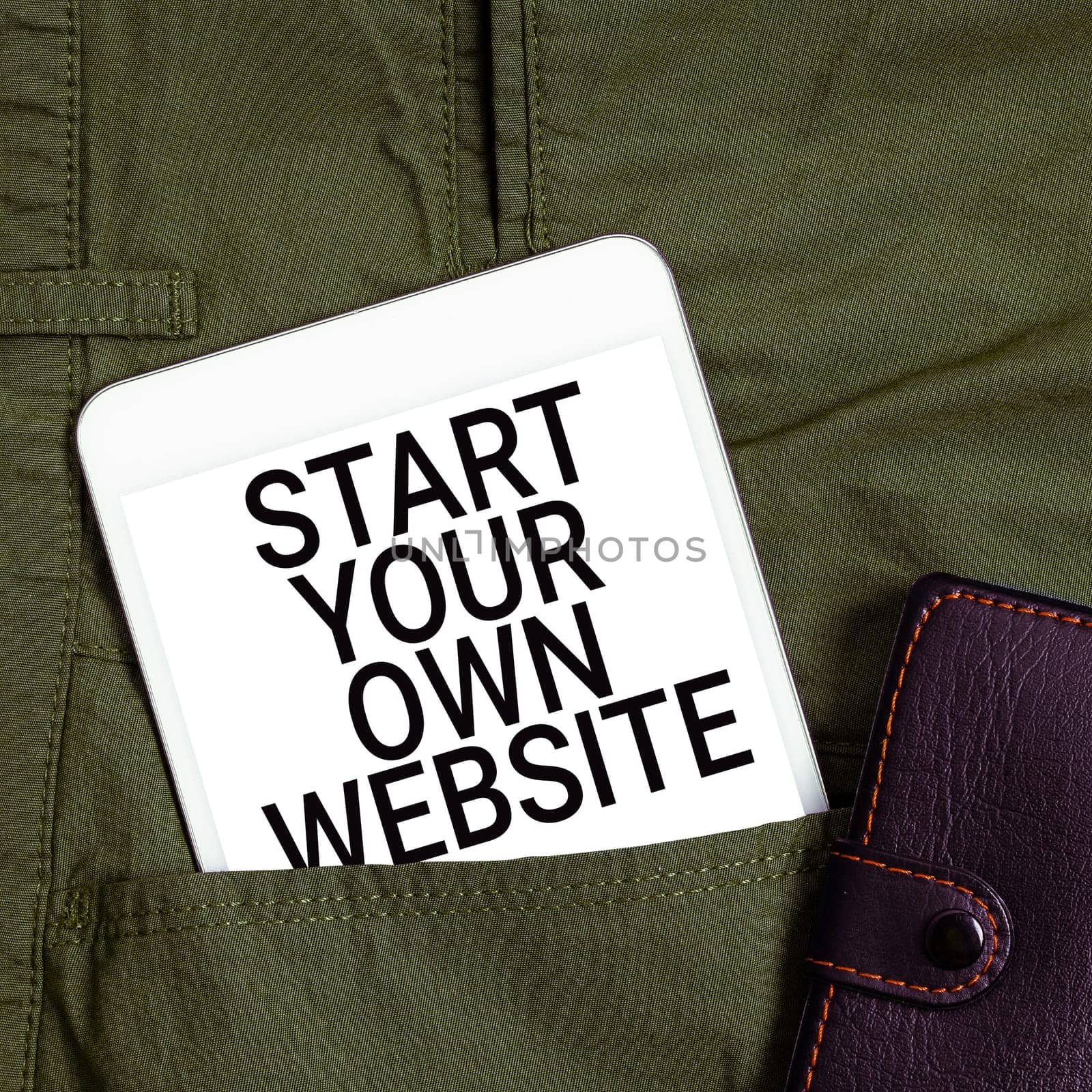 Writing displaying text Start Your Own Website, Concept meaning serve as Extension of a Business Card a Personal Site