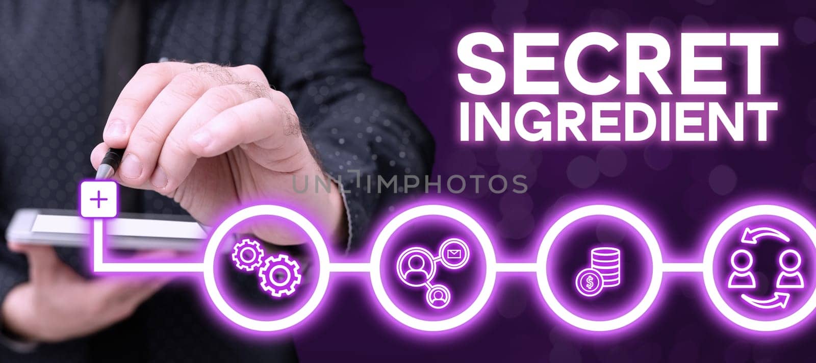 Conceptual display Secret Ingredient, Business concept special technique or materials used by a company in manufacturing its products