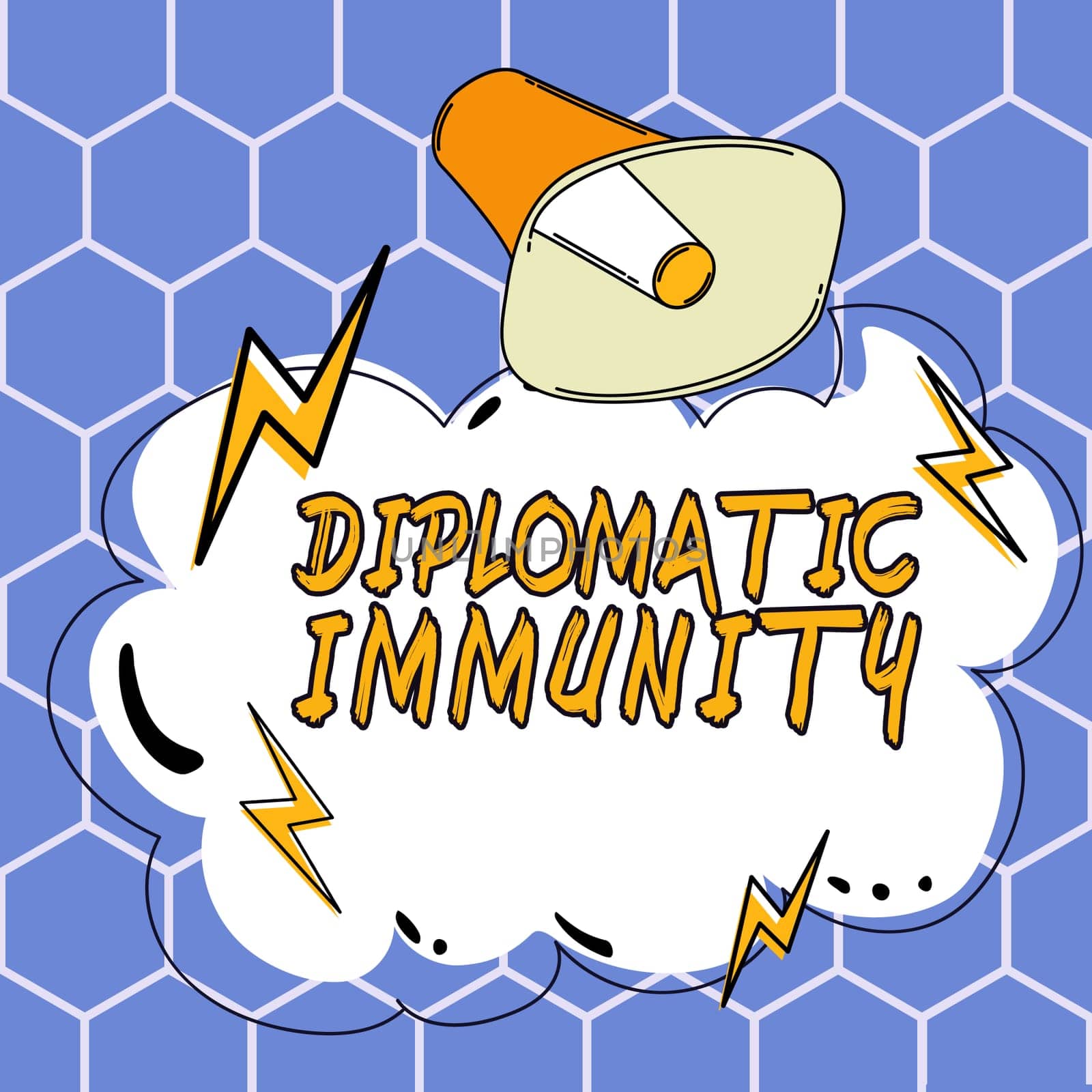 Hand writing sign Diplomatic Immunity, Business concept law that gives foreign diplomats special rights in the country they are working