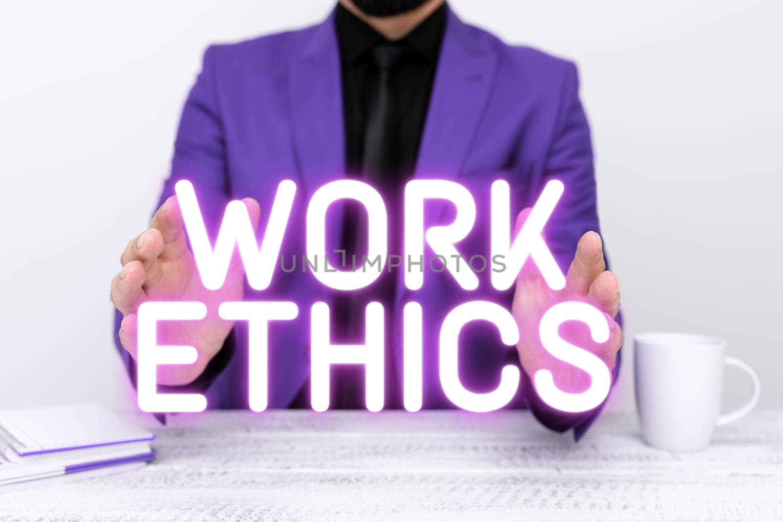 Handwriting text Work Ethics, Conceptual photo A set of values centered on the importance of doing work