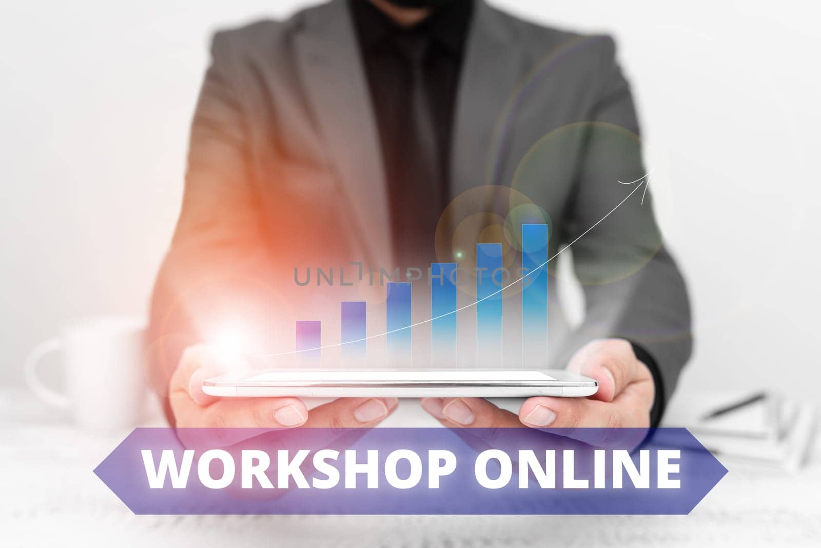 Conceptual display Workshop Online, Business approach room or building in which goods are manufactured repaired