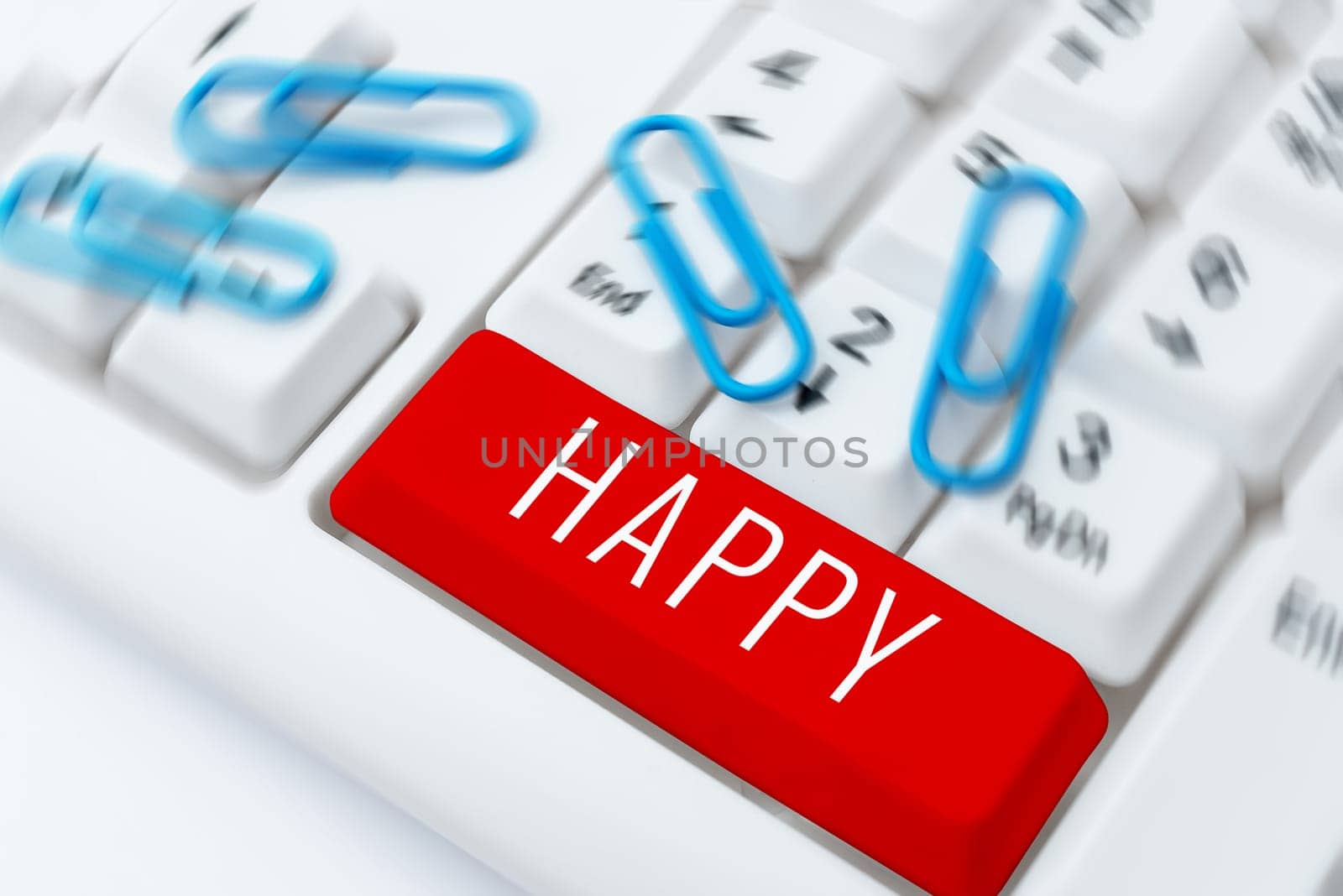 Hand writing sign Happy, Internet Concept Feeling or showing pleasure contentment about something person