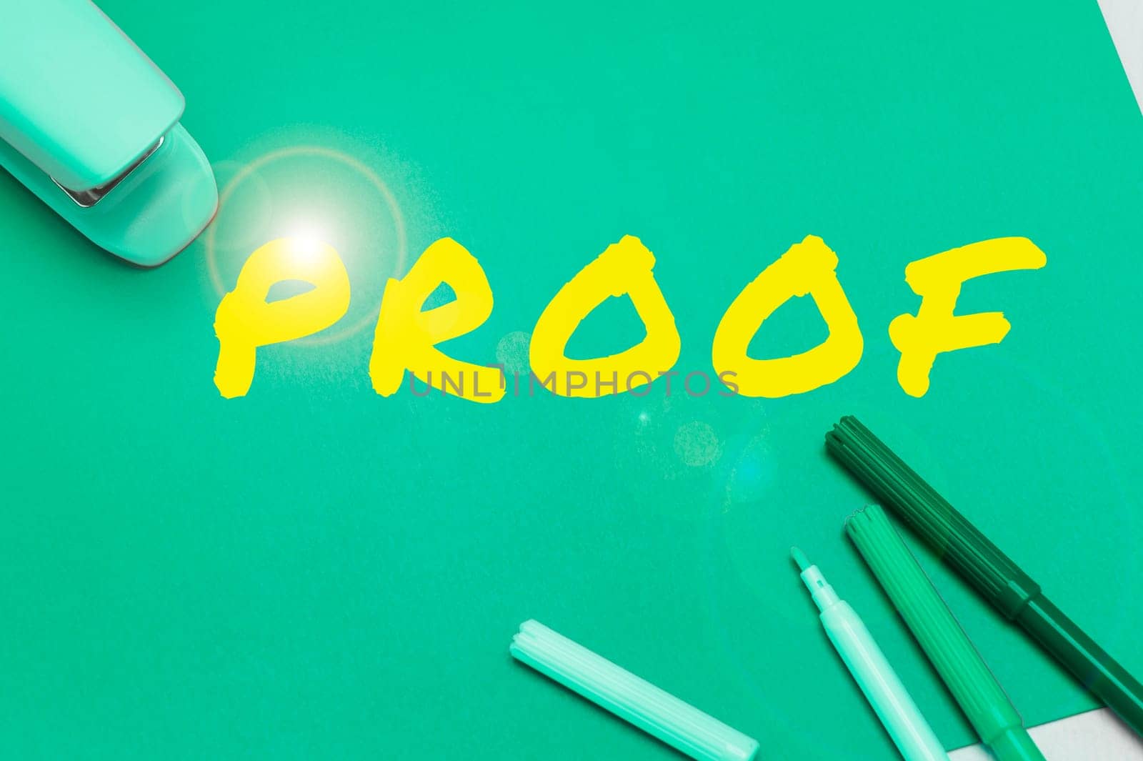 Sign displaying Proof, Word Written on evidence or argument establishing fact or truth of statement