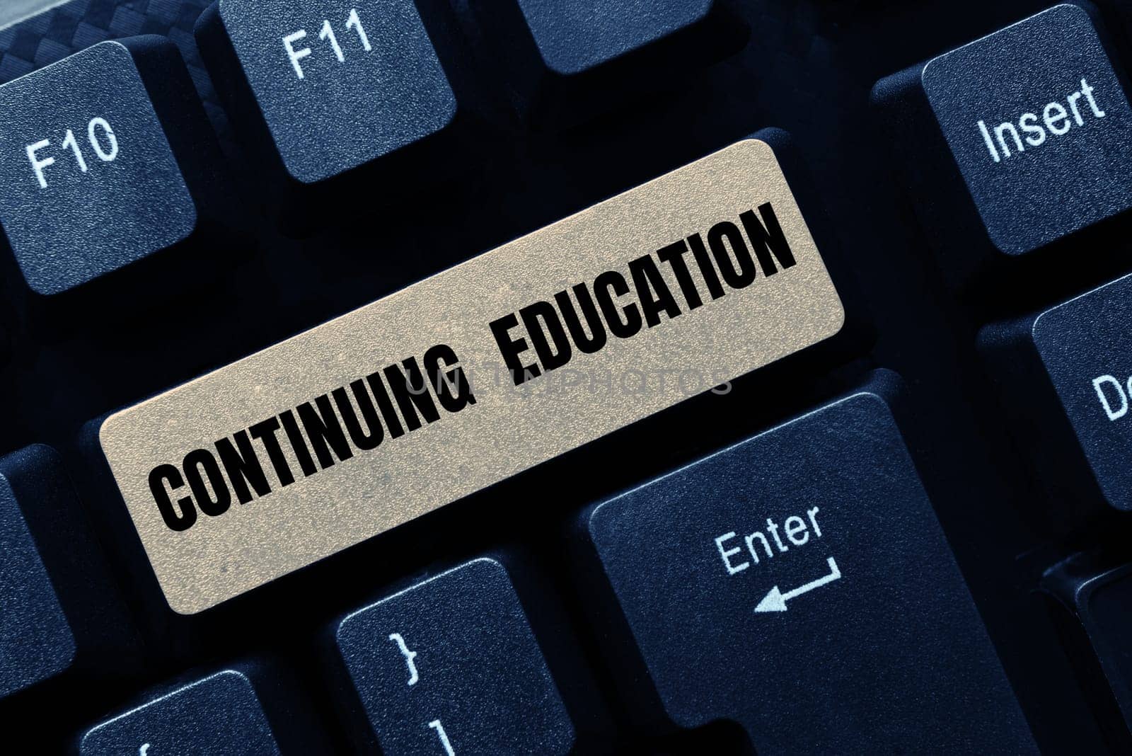 Text caption presenting Continuing Education, Business approach Continued Learning Activity professionals engage in