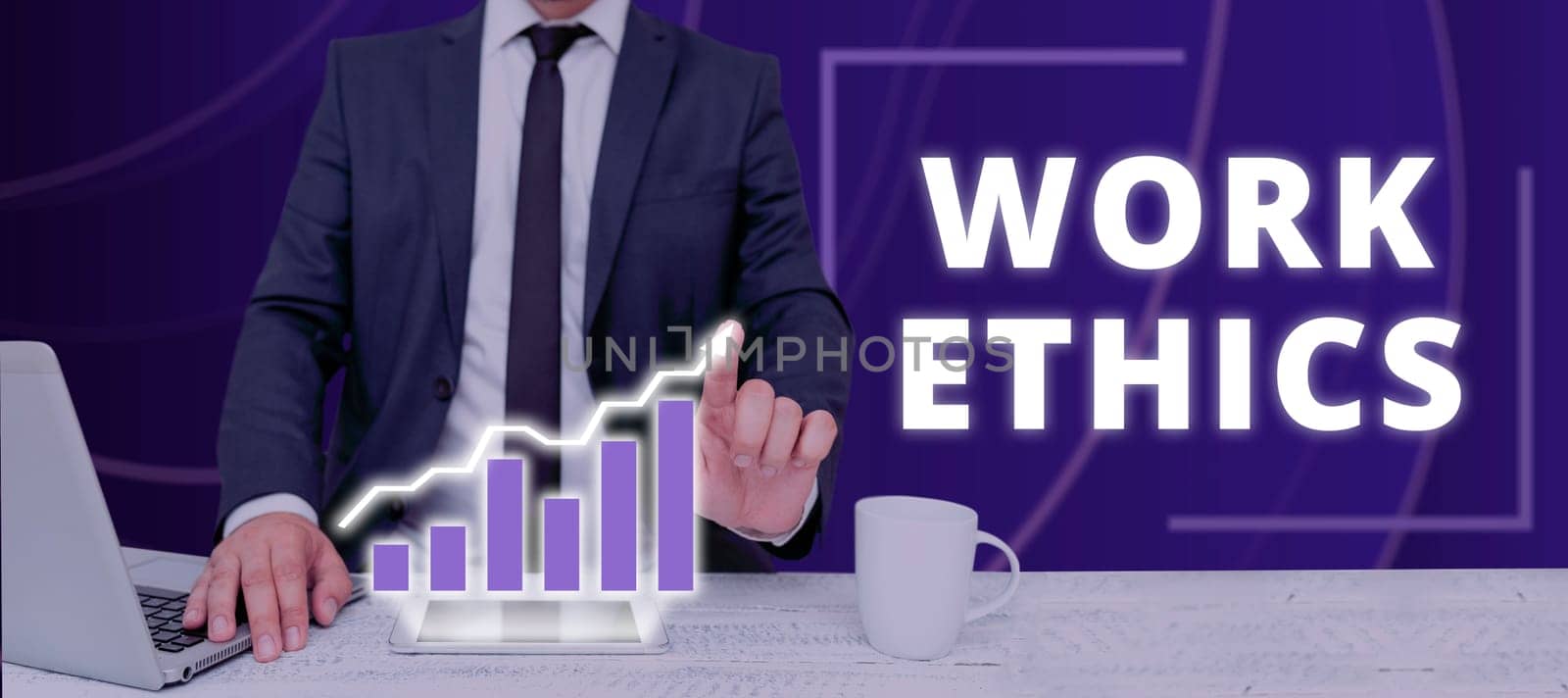 Text sign showing Work Ethics, Business idea A set of values centered on the importance of doing work