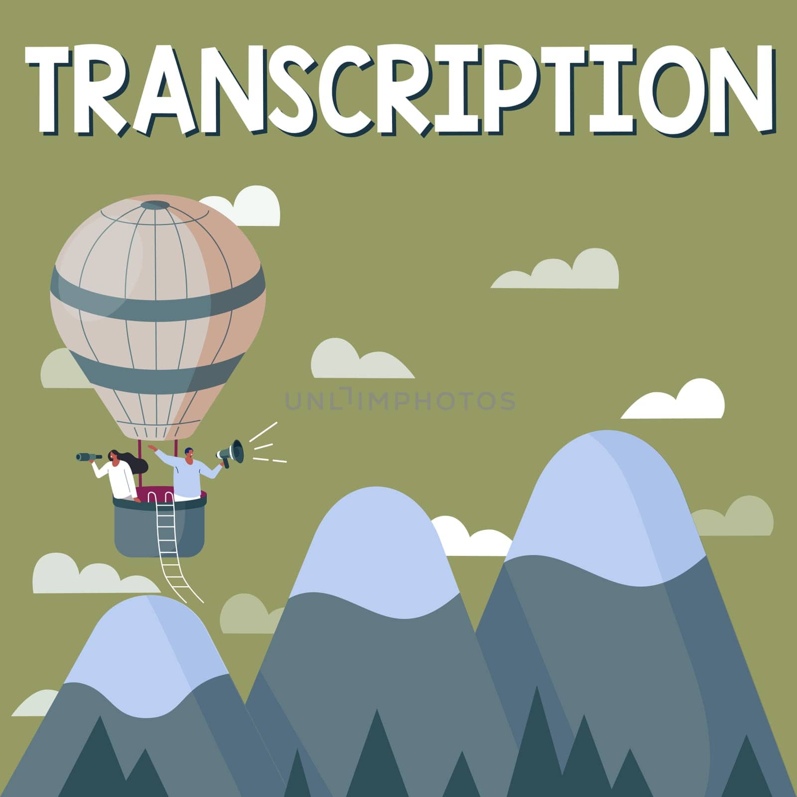 Text showing inspiration Transcription, Concept meaning Written or printed version of something Hard copy of audio