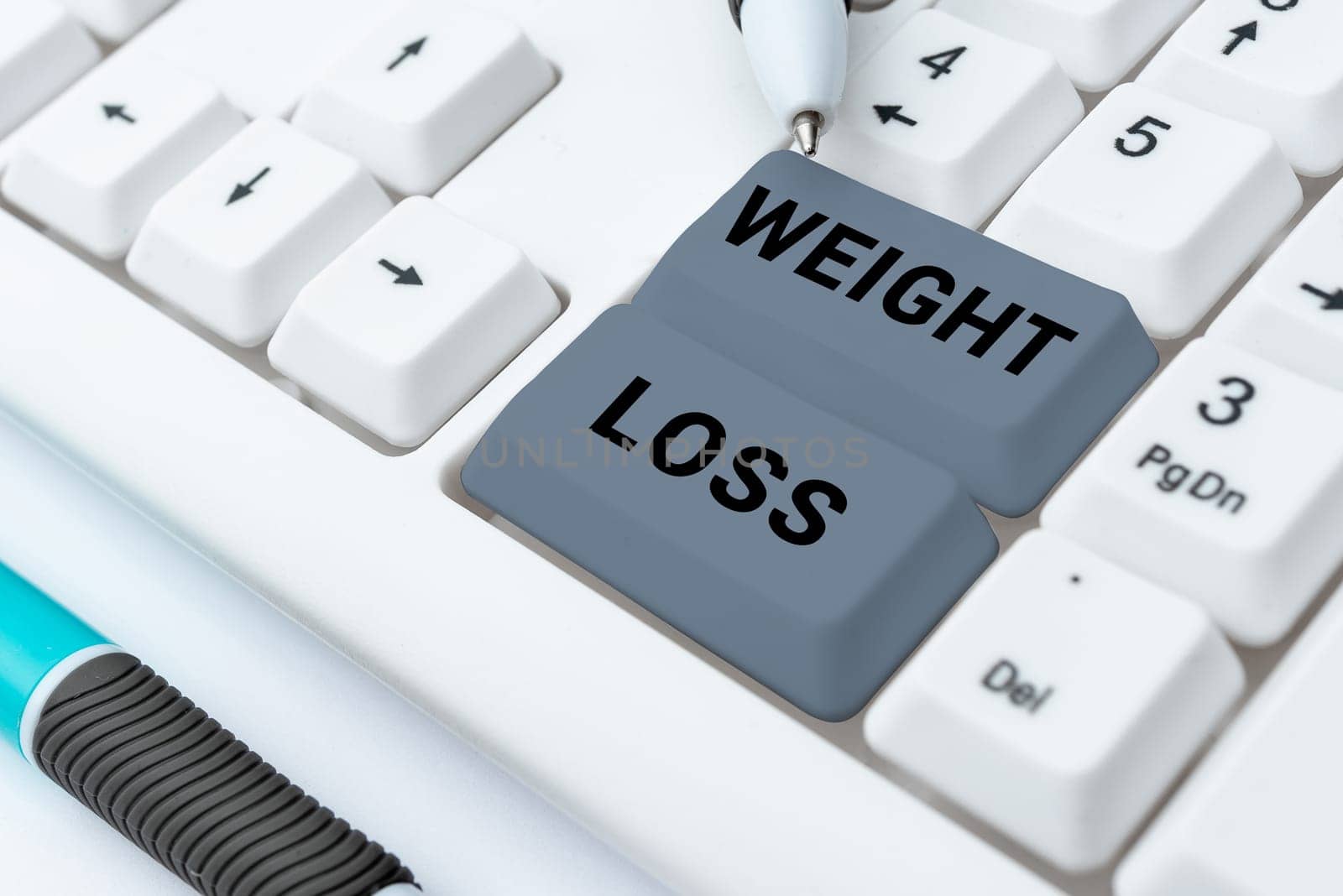 Hand writing sign Weight Loss, Concept meaning Decrease in Body Fluid Muscle Mass Reduce Fat Dispose Tissue