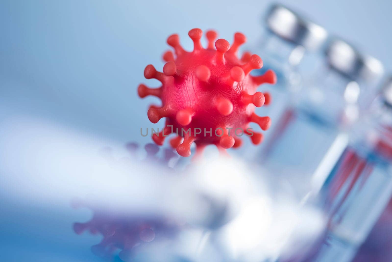 Close up medical syringe with a vaccine