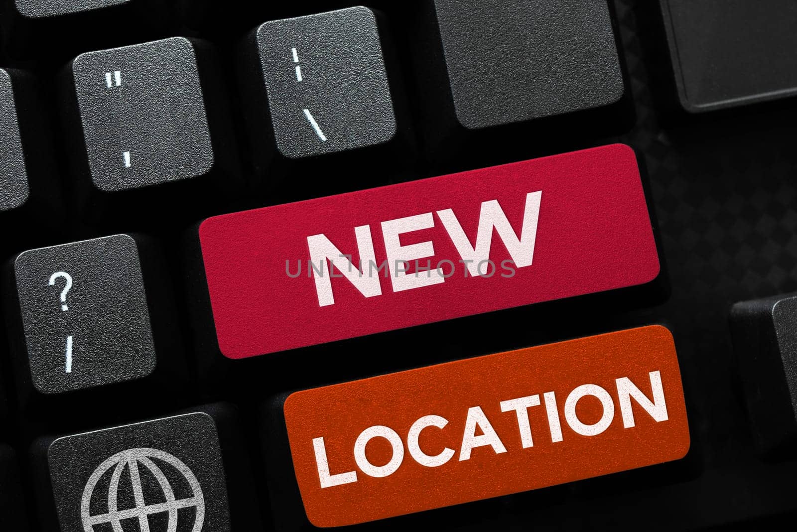 Text caption presenting New Location, Business overview Get located on a new place and establishing home or business