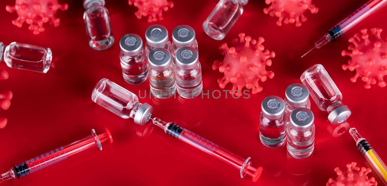 Close up medical syringe with a vaccine