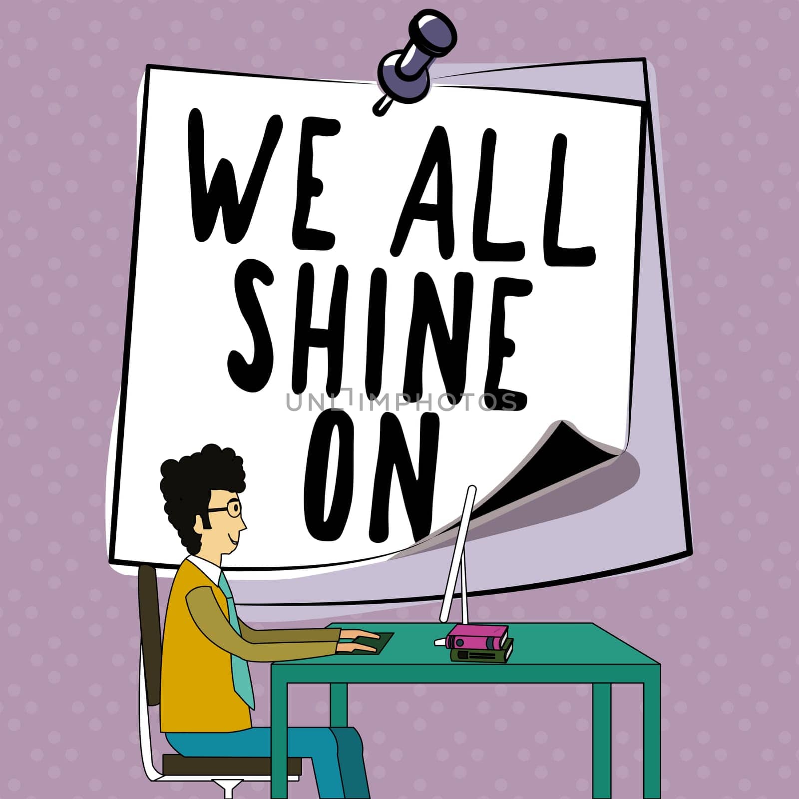 Handwriting text We All Shine On, Concept meaning everybody has a sparkle shining bright motivational