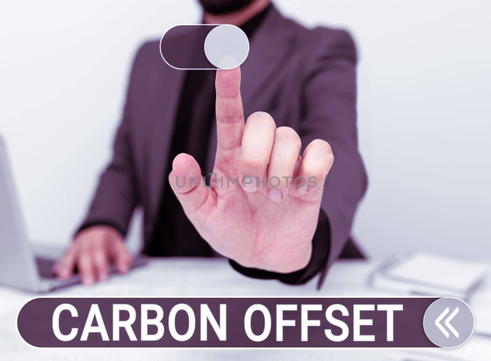 Sign displaying Carbon Offset, Internet Concept Reduction in emissions of carbon dioxide or other gases