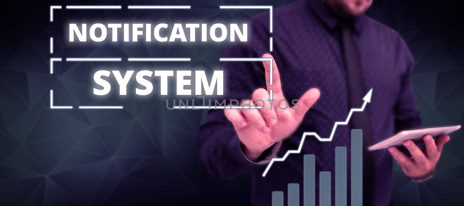 Conceptual caption Notification System, Word for Do not forget to be connected Social networks