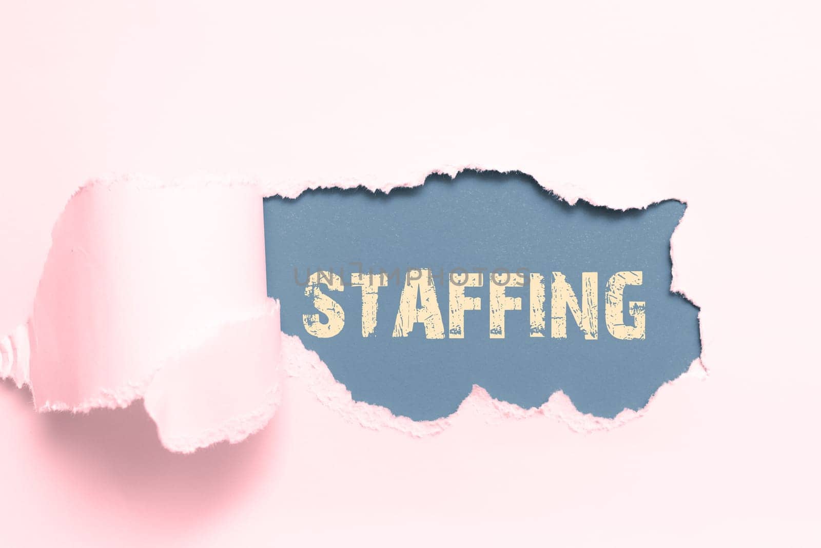 Handwriting text Staffing, Concept meaning The percentage of workers that replaced by new employees
