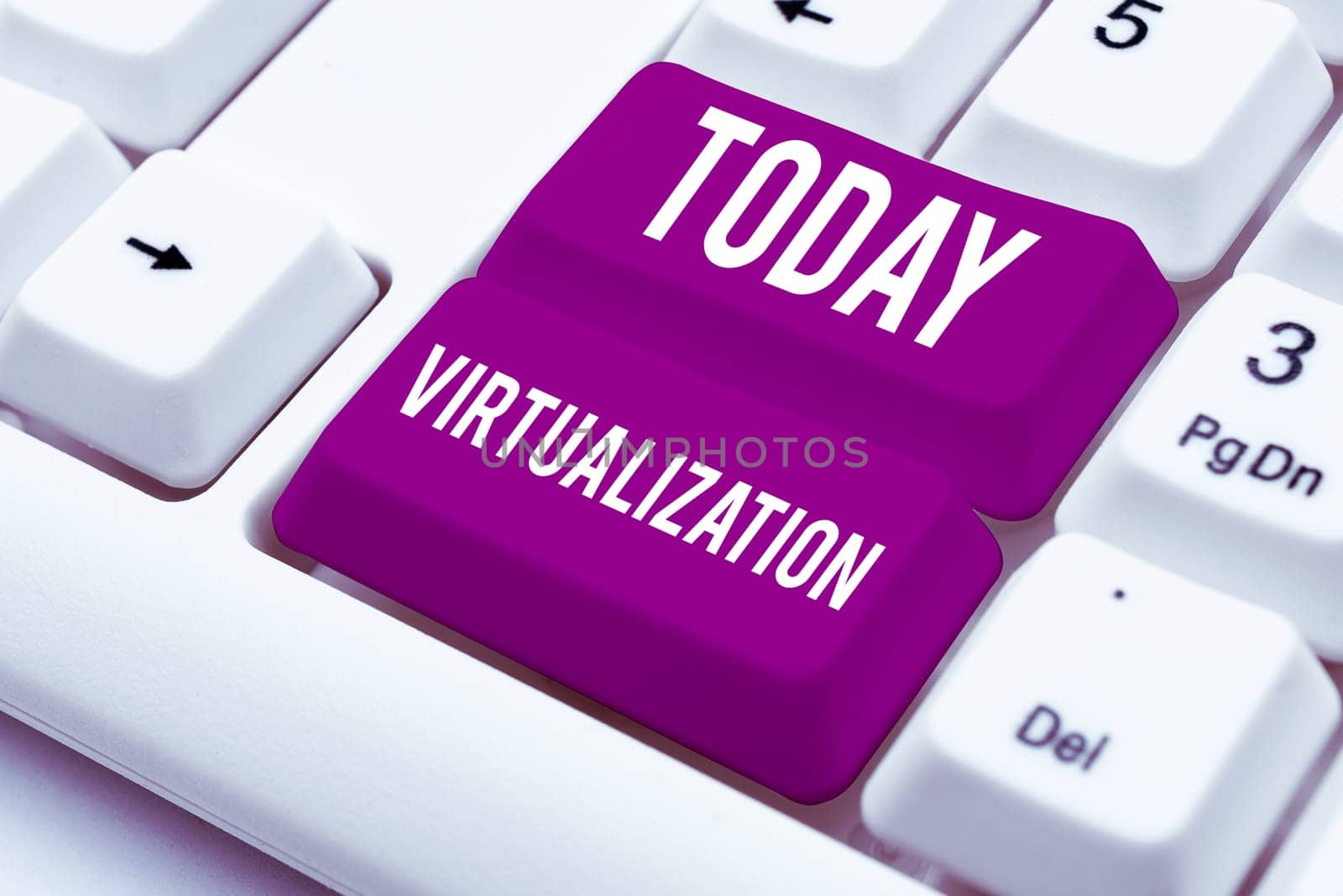 Hand writing sign Virtualization, Business approach application of virtual environment to computer games