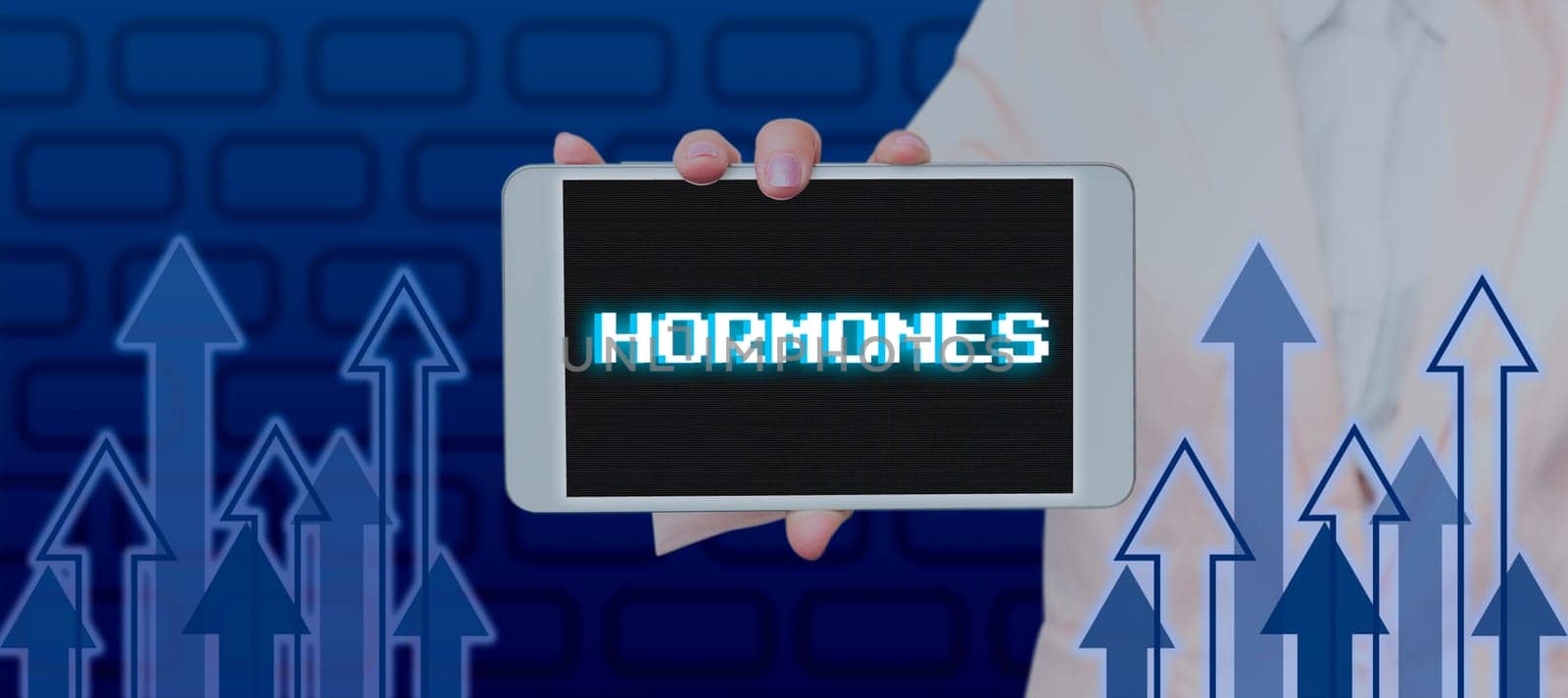Writing displaying text Hormones, Word Written on regulatory substance produced in organism transported tissue fluids