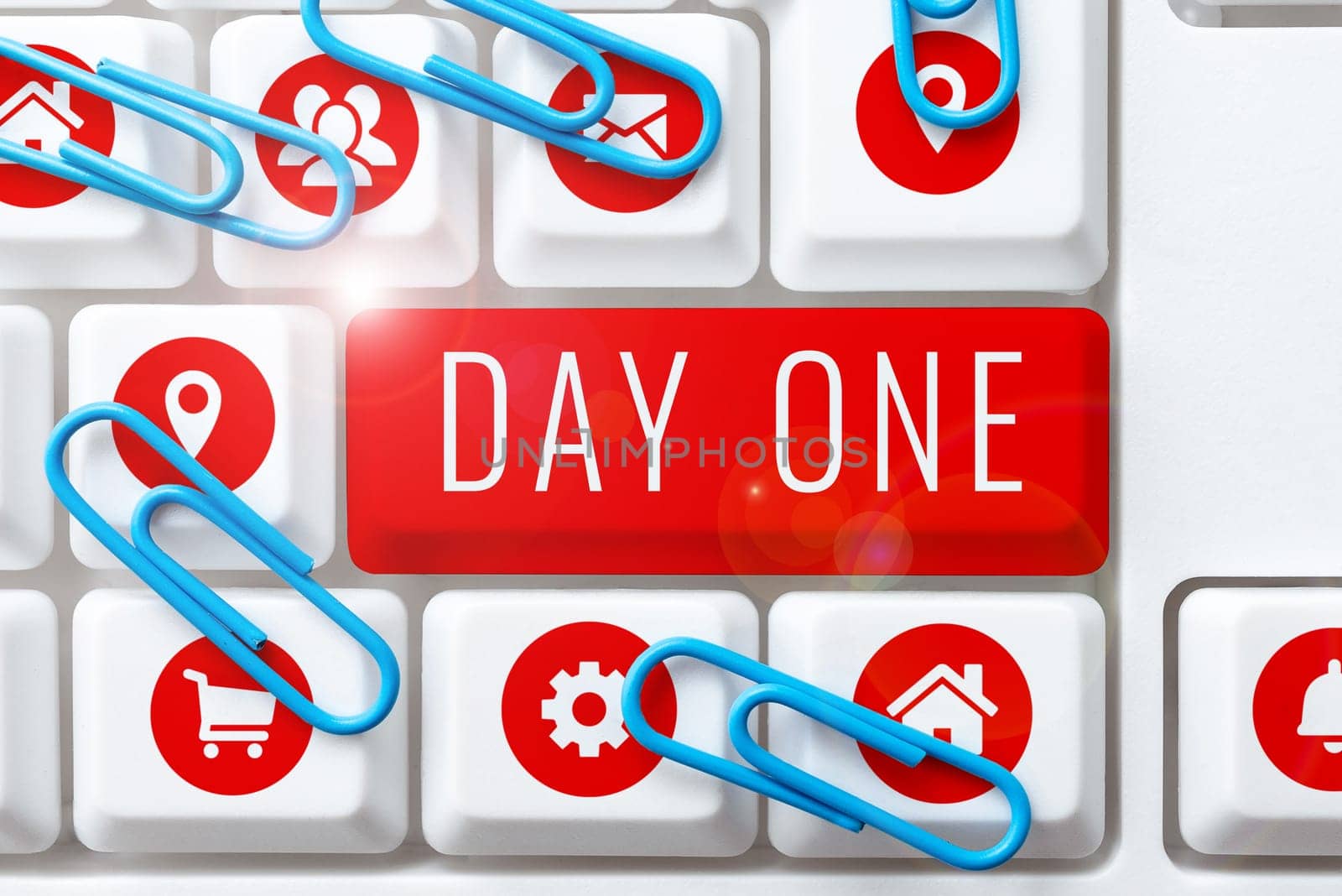 Text showing inspiration Day One, Business concept Start moment First step Beginning of schedule program event