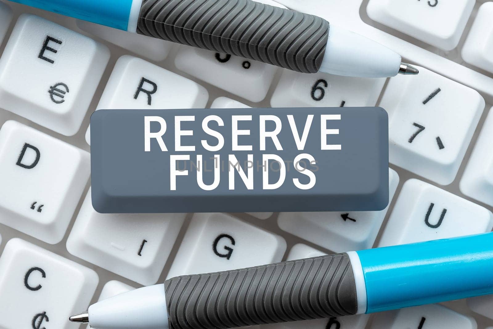 Hand writing sign Reserve Funds, Internet Concept money released from bank to back up failed business plan