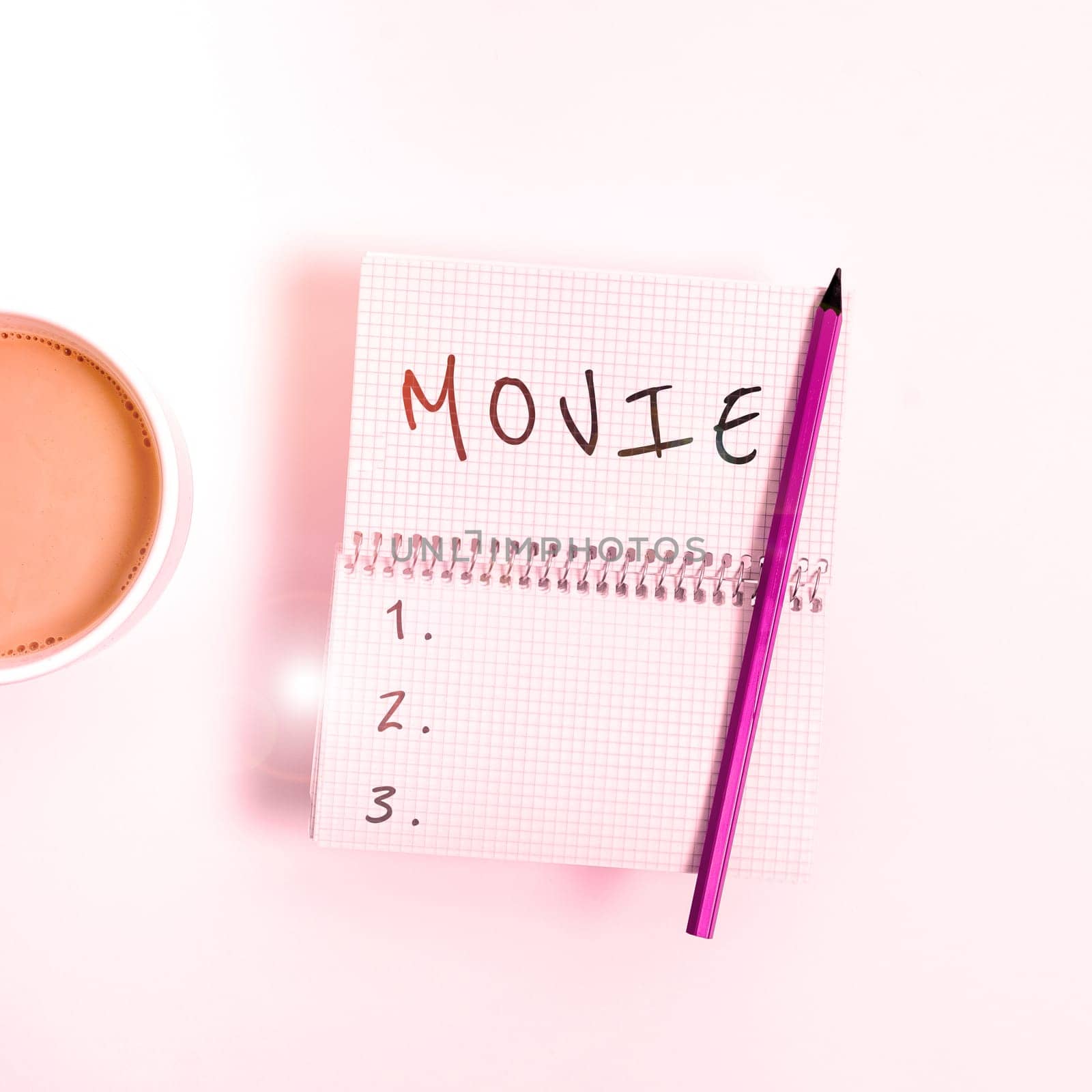 Text sign showing Movie, Word for Cinema or television film Motion picture Video displayed on screen